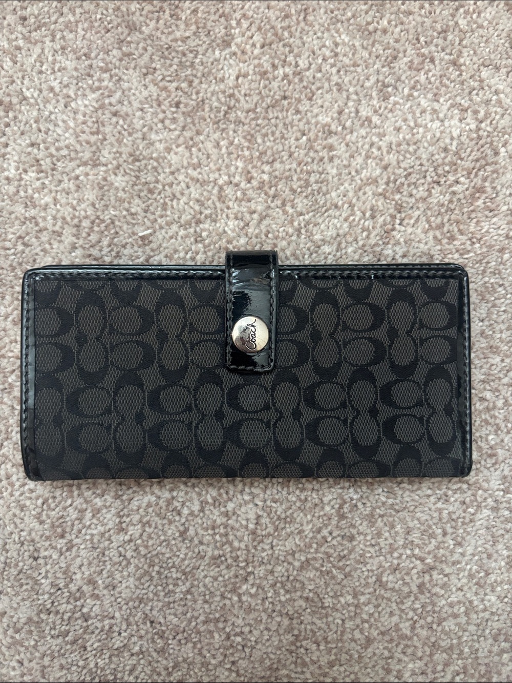 Coach Black Signature Continental Card Holder Wallet